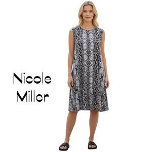 Anthropologie Nicole Miller Black White Dress NWOT Size L CottageCore